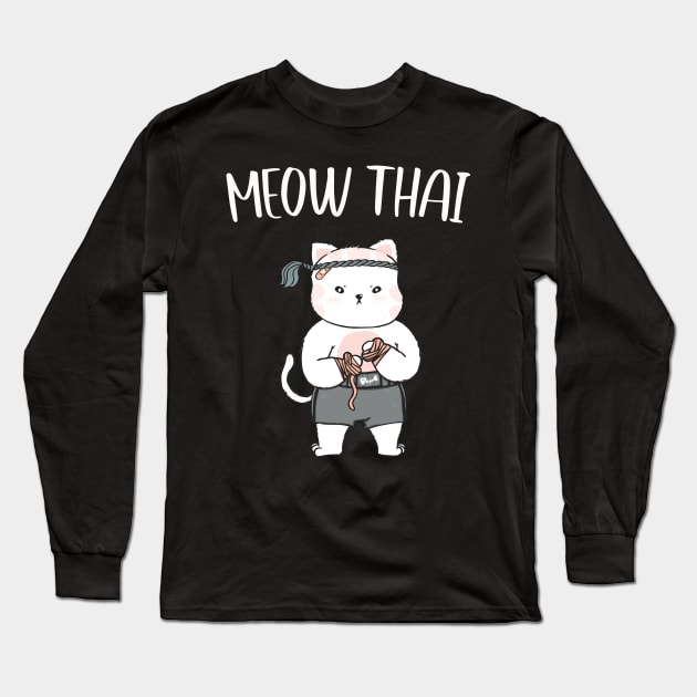 Muay Thai Cat Long Sleeve T-Shirt by Foxxy Merch